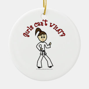 Light Karate Girl Ceramic Tree Decoration
