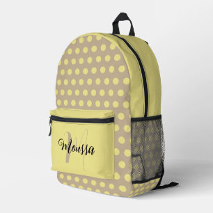 Light Khaki Colour - Initial Letter Name Monogram Printed Backpack