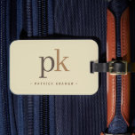 Light Khaki Two Tone Minimalist Monogram Luggage Tag<br><div class="desc">Light Khaki Two Tone Minimalist Monogram Luggage Tag</div>