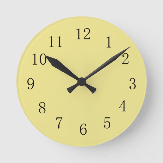 Light Khaki Yellow Kitchen Wall Clock (Front)