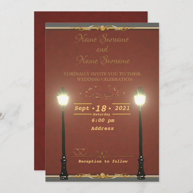 Light lamppost invitation (Front/Back)
