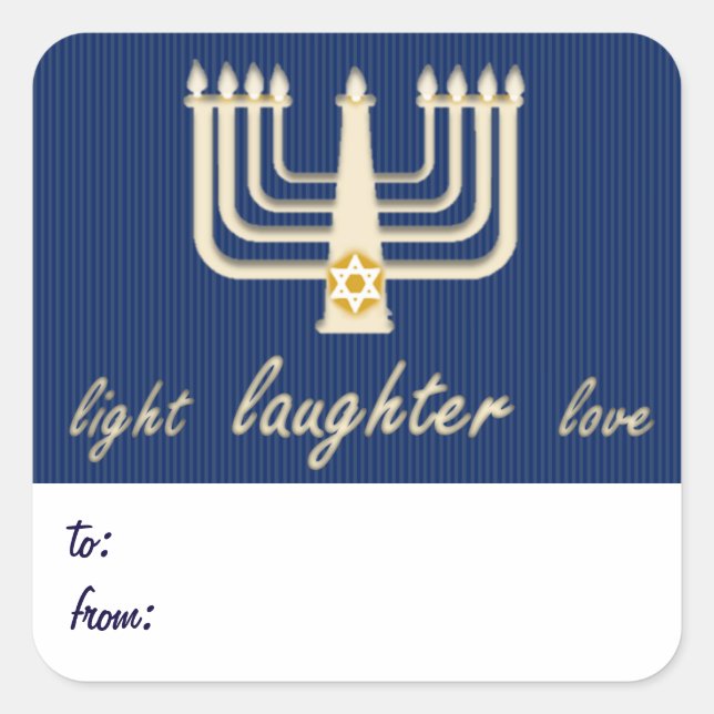 Light Laughter Love Hanukkah Gift Tag (Front)