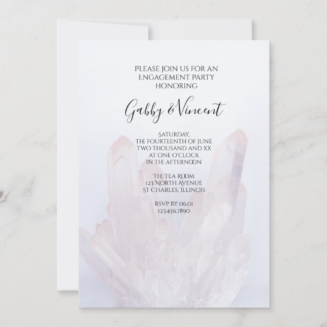 Light Lavender Purple Crystals Engagement Party Invitation (Front)