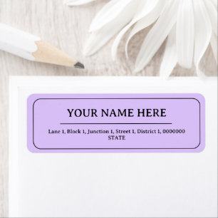 Light Lavender Simple Minimalist Name Address Return Address Label