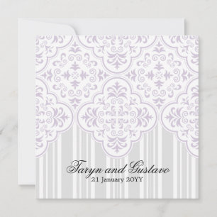 Light Lavender Weddings Damask Custom Invitation