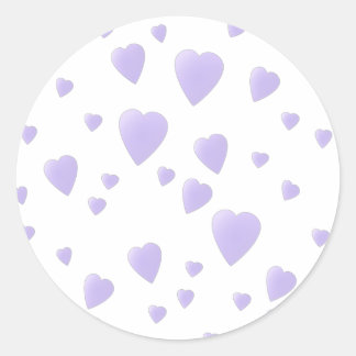Light Lilac and White Love Hearts Pattern. Classic Round Sticker