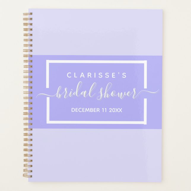 Light Lilac Bridal Shower Elegant Chic Calligraphy Planner (Front)
