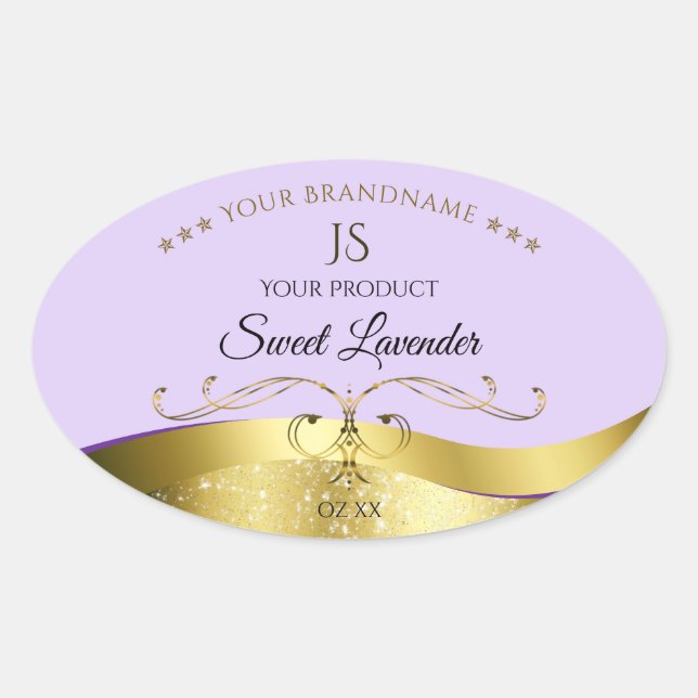 Light Lilac Wavy Gold with Monogram Product Label (Front)