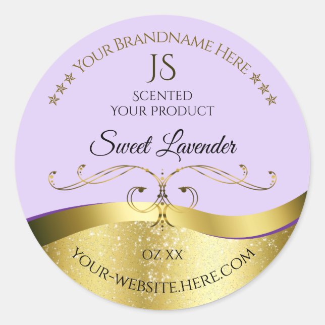 Light Lilac Wavy Gold with Monogram Product Label (Front)