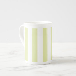 Light Lime and White Vertical Stripes Bone China Mug