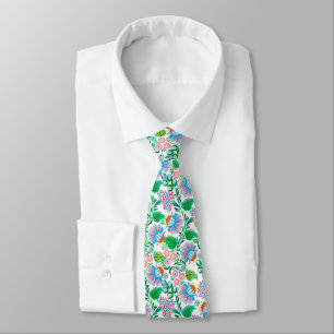 Light Linden Flower Blue Purple Pink White Floral Tie