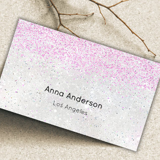 Light Luxury White Pearl Pink Faux Glitter Business Card