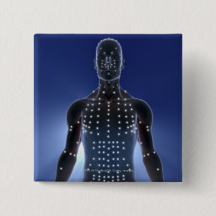 Light map of acupuncture points 15 cm square badge