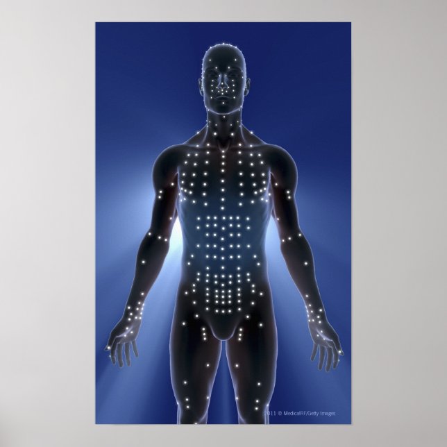 Light map of acupuncture points poster (Front)