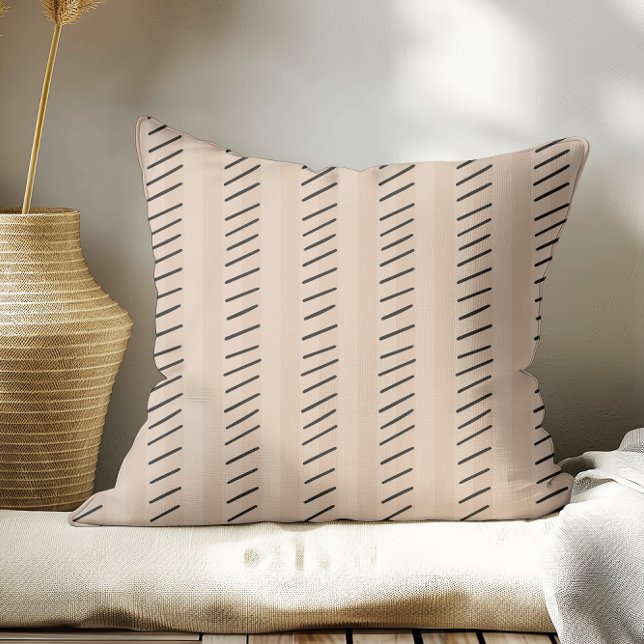 Light Mauve Green Modern Boho Stripes Throw Pillow (Creator Uploaded)