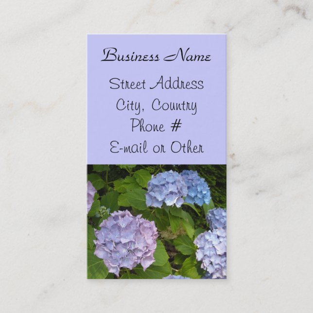 Light Mauve Hydrangea Business Card (Front)