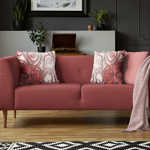 Light Mauve Taupe Red Pink Ivory Circles Art Cushion