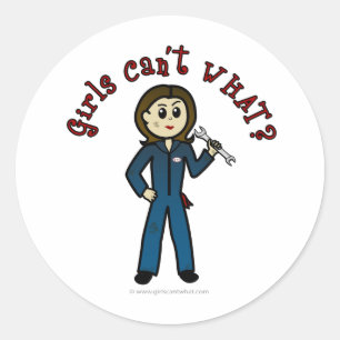 Light Mechanic Girl Classic Round Sticker