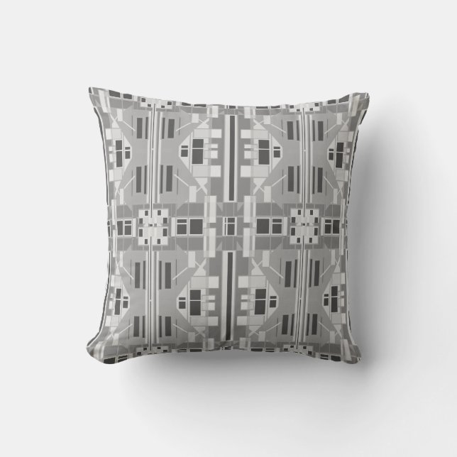 Light Medium Charcoal Gray Large Tile Pattern Cushion (Front)