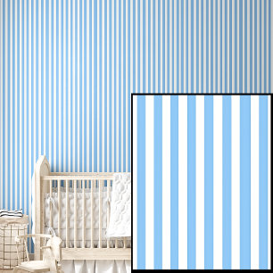 Light & Mid Blue Lines Stripes Wallpaper