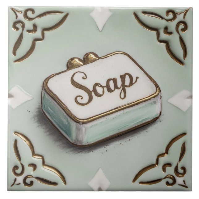 Light Mint Blue Bar of Soap Funny Toilet Bathroom Ceramic Tile (Front)