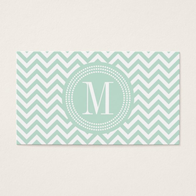 Light Mint Chevron Zigzag Personalised Monogram (Front)