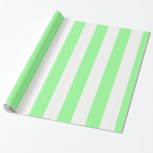 Light Mint Green and White Huge Stripe Pattern Wrapping Paper