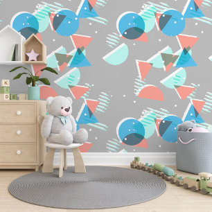 Light Mint Green Blue Peach Circle Stripe Pattern Wallpaper