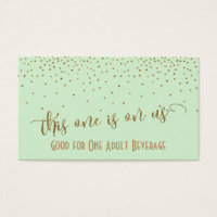 Light Mint Green Drink Tickets with Gold Confetti