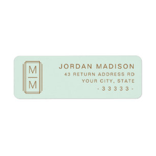 Light mint green monogram return address label