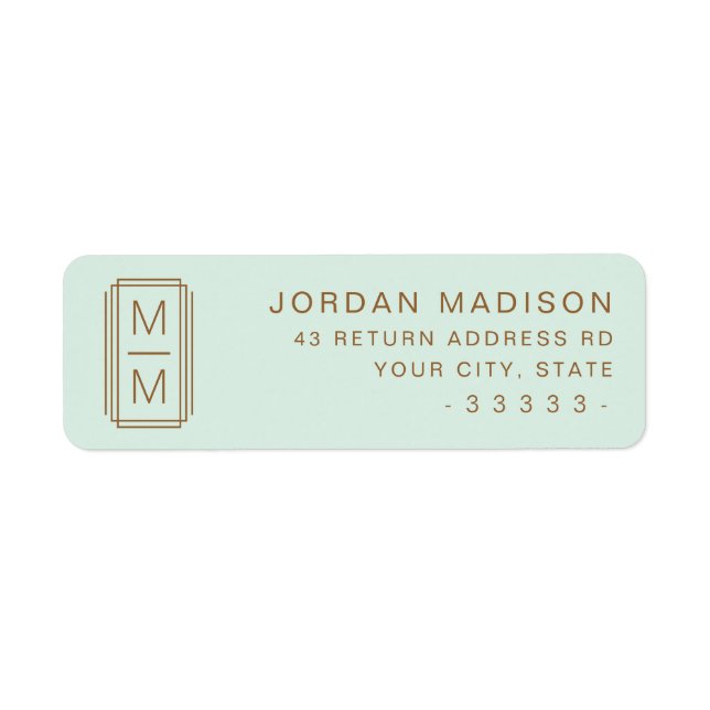 Light mint green monogram return address label (Front)