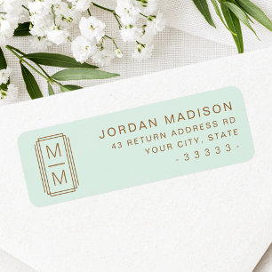 Light mint green monogram return address label