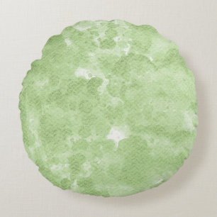 Light Mint Green Watercolor Splash Pattern Round Cushion