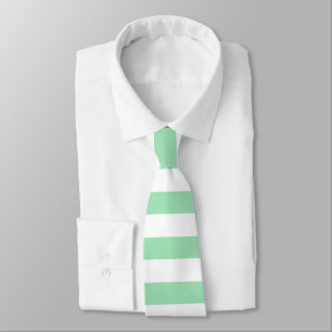 Light Mint Solid Colour Stripes Vacation Summer Tie