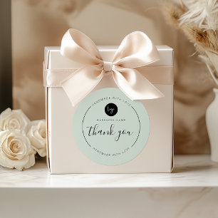 Light Mint Thank You Handmade with Love Classic Round Sticker