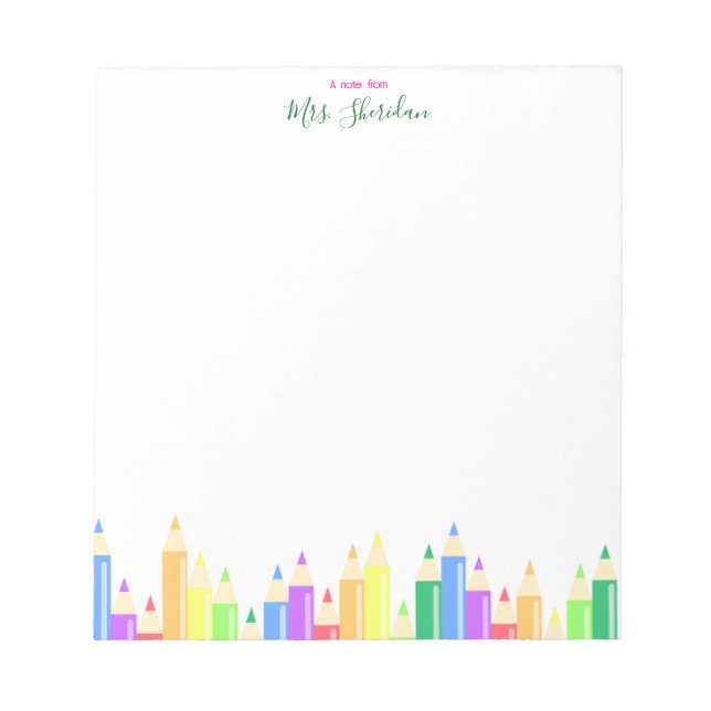 Light Multicolor Kindergarten Teacher Notepad (Front)