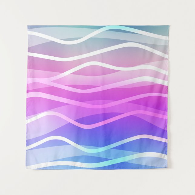 Light Multicolor, Rainbow layout with flat lines.  Tapestry (Front)