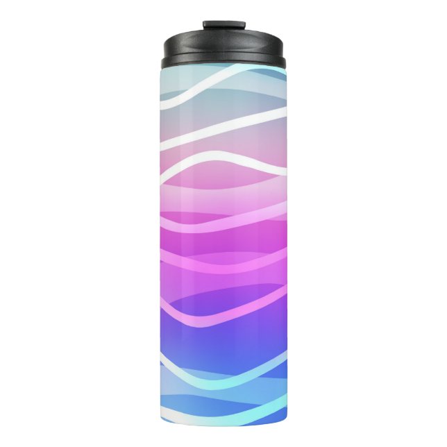 Light Multicolor, Rainbow layout with flat lines.  Thermal Tumbler (Front)