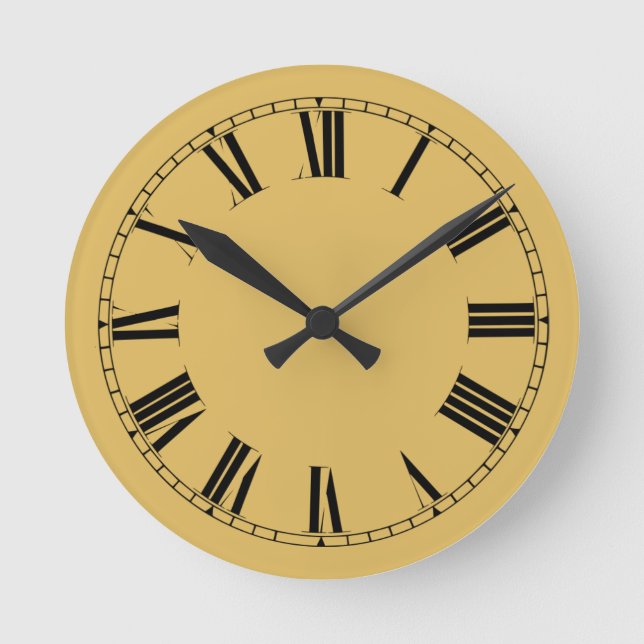 Light Mustard Yellow Solid Colour Round Clock (Front)