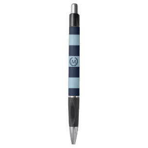 Light & Navy Blue Striped Monogram Personalised