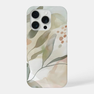 Light Neutral Abstract Botanical with Soft Sage iPhone 15 Pro Case