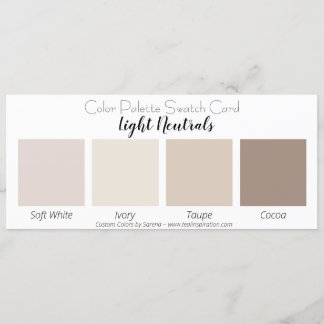 Light Neutrals Colour Palette Swatch Card