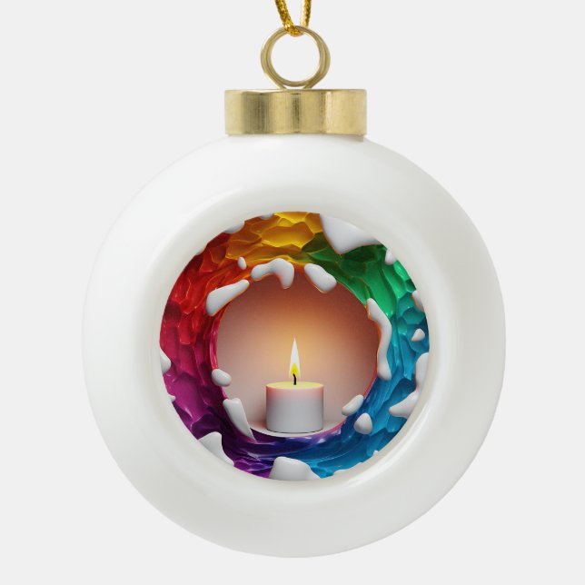 Light of Hope Ornament, Abstract Christmas Ceramic Ball Christmas Ornament (Front)