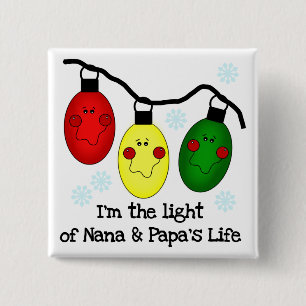 Light of Nana and Papa's Life Tshirts and Gifts 15 Cm Square Badge