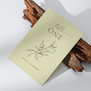 Light Olive Green Botanical Mediterranean Wedding Table Number