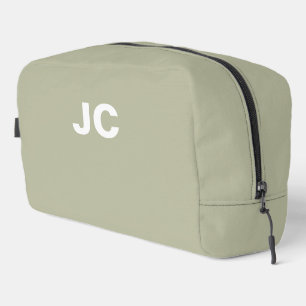 Light Olive Monogram Green Minimal Modern Travel Dopp Kit