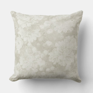 Light Olive/Peach Floral Watercolor Pillow