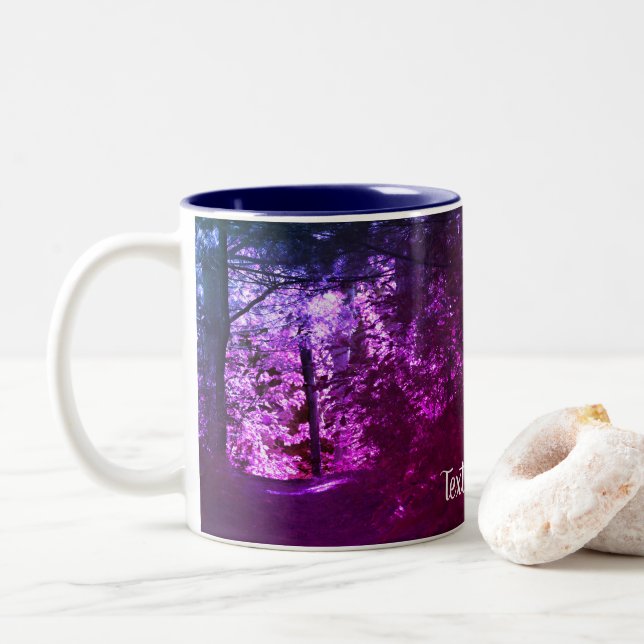 Light On Path Nature Personalised Two-Tone Coffee Mug (With Donut)