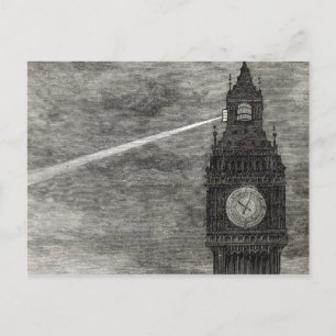Light on the Clock Tower, Houses of Parliament Postcard