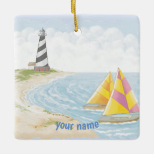 Light One Lighthouse  Ceramic Ornament